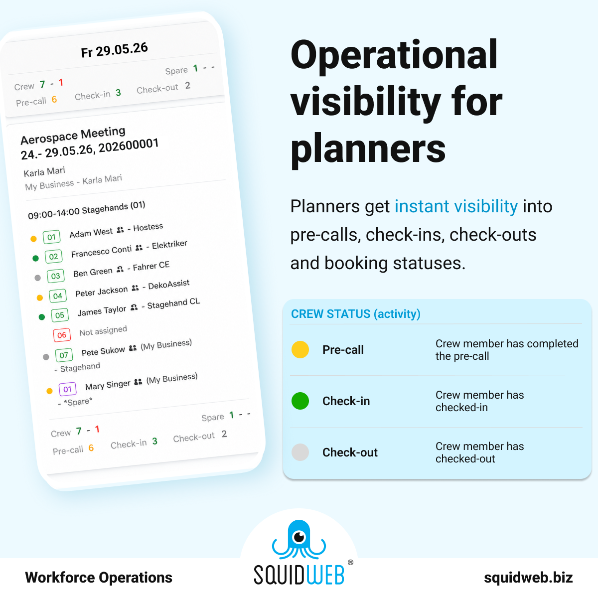 Crew Status - pre-call, check-in, check-out - V02